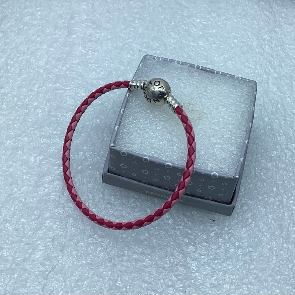 Pandora,”16CM Single Mixed Pink Braided Leather  Clasp  “ 16CM/6.29 Inche